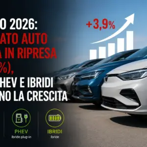 Luglio 2026: mercato auto Italia in ripresa (+3,9%), BEV/PHEV e ibridi guidano la crescita