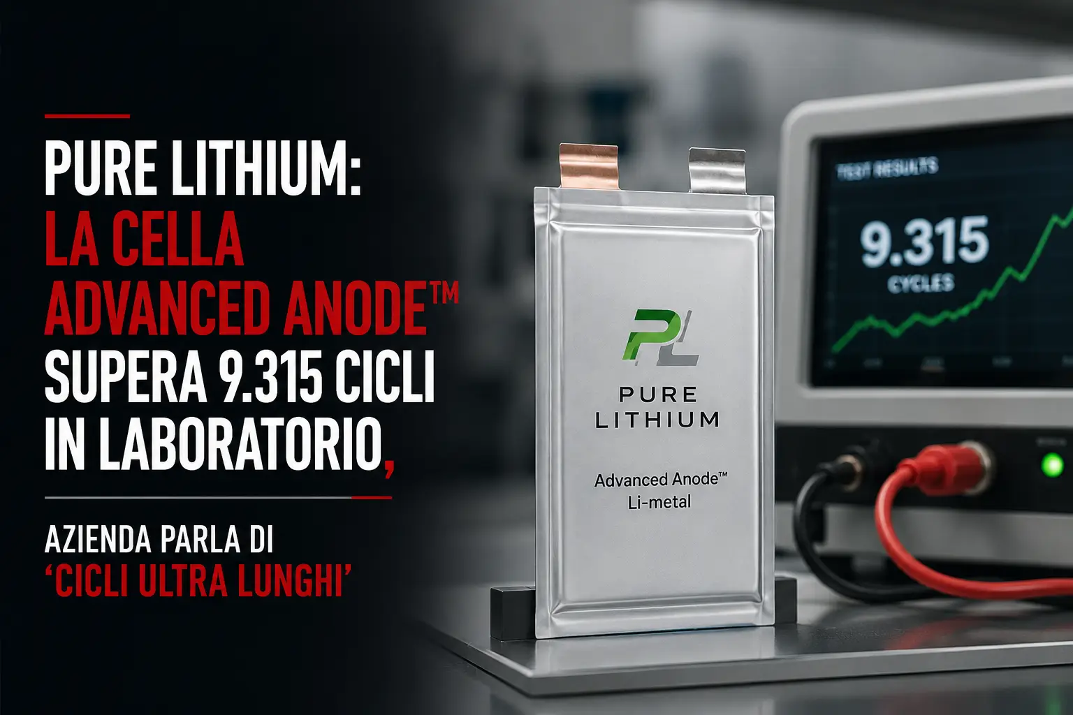 Pure Lithium: la cella Advanced Anode™ supera 9.315 cicli in laboratorio, azienda parla di ‘cicli ultra lunghi’