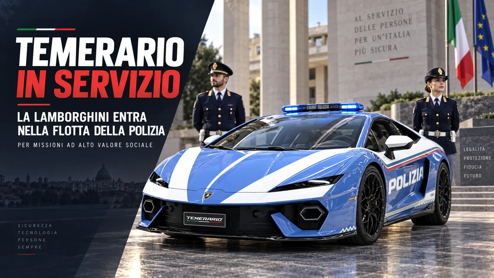 Temerario in servizio: la Lamborghini entra nella flotta della Polizia per missioni ad alto valore sociale